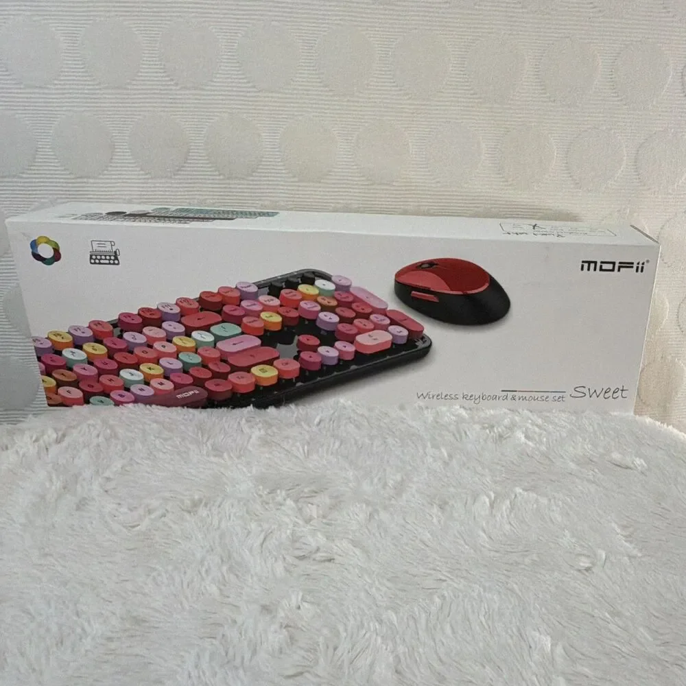 Mofii Sweet Wireless Keyboard & Mouse Set QWERTY English Pink/White